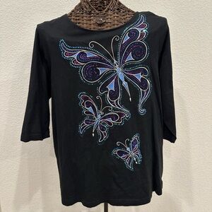 Vintage Bob Mackie Wearable Art Butterfly Sequin Top ✨